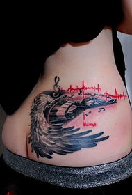 model de tatuaj cu aripi de talie rimei