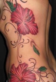 emakumezkoen gerrikoa hibiscus tatuaje gorri iluna