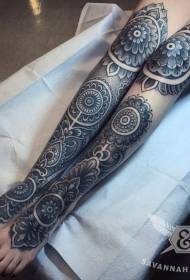 plačiakampis didelio ploto juodos ir baltos spalvos vanilės tatuiruotės raštas