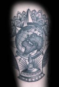 glob i stilit të gdhendjes glob të zi me modelin tatuazh van Gogh