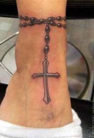 Arm Black Rosary and Cross Tattoo Pattern