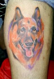 leg color realistic German Shepherd tattoo pattern