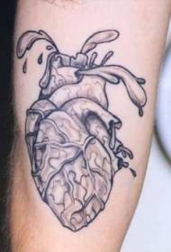 Realistinen sydän musta harmaa tatuointi malli