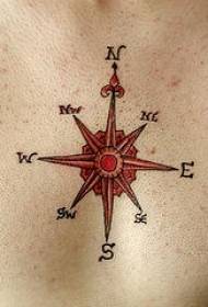 Chest Colour Compass tattoo Tepi