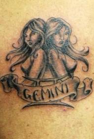 Modello di tatuaggio nero di due ragazze