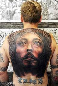 Full Back Jesus Head Tattoo Pattern