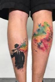 9 aquarelles mélangées avec un tatouage grunge à la polka