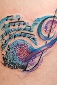 creative painted gradient simple abstract line fingerprints and notes tattoo pictures