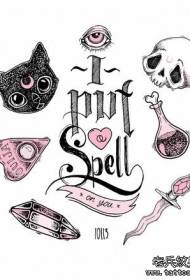 pink girl series tattoo pattern manuscript