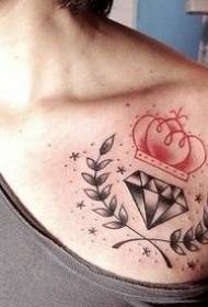 Diamond dubh agus patrún dearg-choróin tattoo