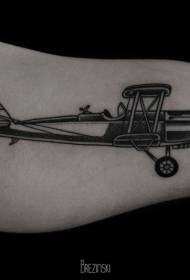 veliko črno staro letalo Tattoo vzorec