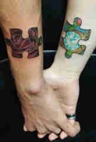 European jigsaw puzzle tattoo painting sketch European and American jigsaw tattoo pattern