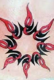 Červené a čierne Tribal Sun Tattoo Pattern