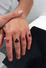انگشت قرمز و سیاه انگشت کارت الگوی تاتو