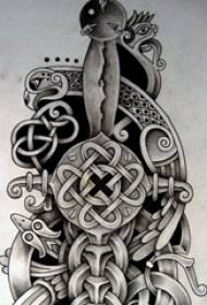 Manuskrip Tato Klasik Totem Klasik Klasik Ireng Grey Ireng