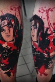 kalf Asiatiese tekenprenttema Naruto-tatoeëringpatroon