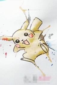 dipinto ad acquerello personalità creativa letterario piccolo cartone animato fresco fumetto Pikachu tatuaggio manoscritto 156348 - una varietà di abilità pittoriche colorate creativo modello tatuaggio stellato