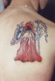 capa roja trasera Patrón de tatuaje desagradable