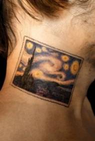 Mädchen am Hals gemalt Aquarell weltberühmten Malerei Sternenhimmel Tattoo-Bilder