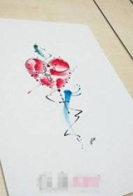 manoscritto del tatuaggio a forma di cuore di personalità creativa dell'acquerello dipinto