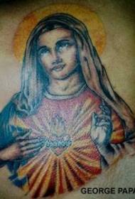 Painted Jesus and Sacred Heart Classic Tattoo Pattern