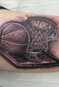 grut swartgriis styl basketbal netto tatoeëpatroon