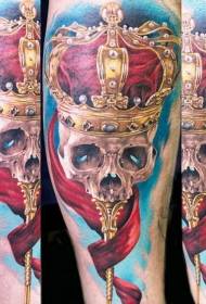 Realizmas Stilizuota spalvinga kaukolė su varnos tatuiruotės modeliu