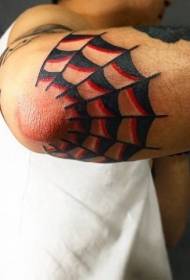 sekolah tua pola tato web laba-laba merah dan hitam
