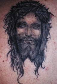 Mata tertutup Yesus potret pola Tato hitam