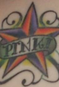 estrelas de cores e letras inglesas patrón clásico de tatuaxe