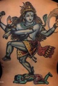 Indesche reliéisen Tattoo Muster vum Gott vun der Zerstéierung an de Gott vum Danz dee vun engem Dräi-Phas Gott Shiva Indesche Tattoo Muster genannt gëtt