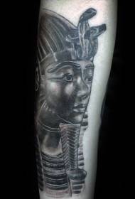 Nigra stilo egipta statuo personigita tatuaje ŝablono
