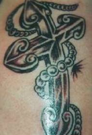 Černý kříž a růženec tetování vzor