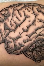 boom carving Stile linea nera modello di tatuaggio del cervello umano