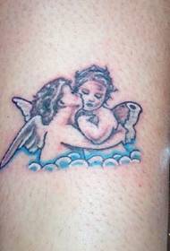 Bein Kuss kleiner Engel Color Tattoo Pattern