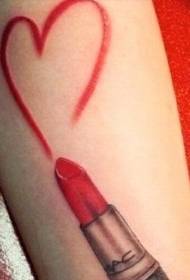 kar egyszerű piros szív és rúzs tetoválás minta