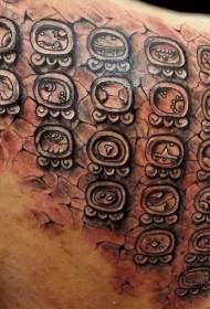 negro brazo patrón de tatuaxe moitos símbolos antigos