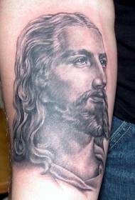 Jeesuksen siluetti muotokuva musta tatuointi malli