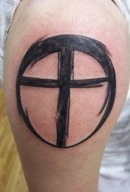 cerchio semplice Modello di tatuaggio a forma di croce nera