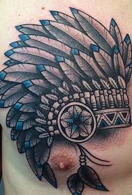 10 hermosos patrones de tatuaje de tocado de plumas de estilo indio de acuarela