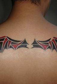 back black and red wings tattoo pattern