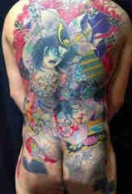 Pola tattoo tradisional Jepang macem-macem warna tato garis warna tradisional Jepang pola tato tradisional