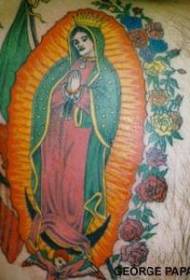 Modello di tatuaggio gamba color Saint Virgin Guadalupe