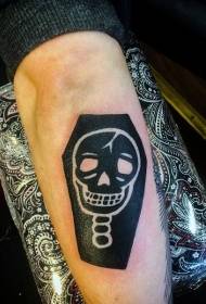 taüt negre de braç amb patró de tatuatge de crani blanc divertit