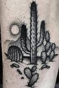 точка шип стиль чорний пустеля сонце кактус татуювання візерунок