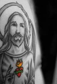 shoulder gray Jesus and sacred heart tattoo pattern
