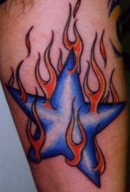 brinnande blå stjärna tatuering mönster