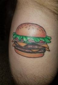 pojkar lår målade enkla linjer läcker mat hamburgare tatuering bilder