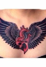 رنگ سینه با بالهایی از الگوی تاتو اژدها قرمز