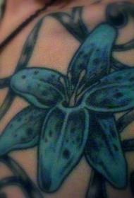 Lush Blue Lily Tattoo Pattern